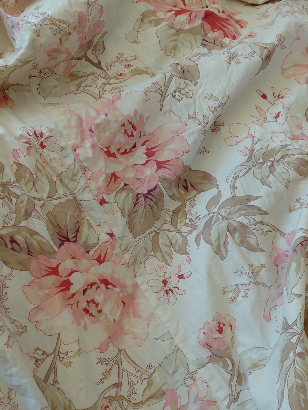 Pottery Barn King cream And Pink Floral Duvet Set